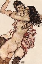 Schiele, Egon - Frauenpaar (Sich umarmende Frauen)