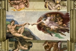 Buonarroti, Michelangelo - Die Erschaffung Adams. Deckenfreske in der Sixtinischen Kapelle im Vatikan