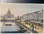 Unbekannter Künstler - Die Isaakskathedrale und der Senatsplatz in St. Peterburg (Album von Marie Taglioni)