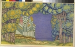 Bilibin, Iwan Jakowlewitsch - Insel Buyan. Bühnenbildentwurf zur Oper Das Märchen vom Zaren Saltan von N. Rimski-Korsakow