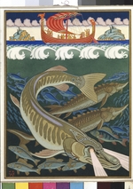 Bilibin, Iwan Jakowlewitsch - Wasserreich. Illustration zur altrussischen Sage Wolga