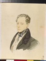 Brüllow (Briullow), Karl Pawlowitsch - Porträt von Maler Pjotr Bassin (1793-1877)