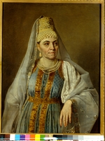 Wenezianow, Alexei Gawrilowitsch - Bildnis Frau des Malers in altrussischer Kleidung