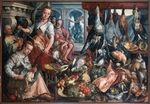 Beuckelaer, Joachim - Die gut ausgestattete Küche, mit Jesus bei Martha und Maria im Hintergrund