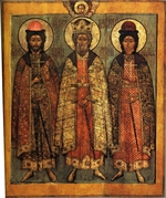 Russische Ikone - Heiliger Wladimir, der Apostelgleiche mit Heiligen Boris und Gleb