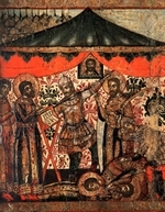 Russische Ikone - Die Ermordung der Heiligen Boris (Detail)