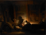 Rembrandt van Rhijn, (Schule) - Die Heilige Familie am Abend