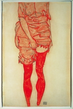 Schiele, Egon - Stehende Frau in Rot