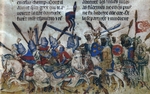 Unbekannter Künstler - Die Sarazenen treiben bei Antiochia die Griechen unter dem byzantinischen Kaiser Heraklius in die Flucht, 632