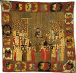 Altrussische Kunst - Palmsonntag in Moskau am 8. April 1498. Sofia Palaiologa mit Töchter (links unten), Iwan III., Helene von Walachei, Dimitri, Was
