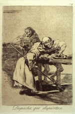 Goya, Francisco, de - Despacha Que Dispiertan Folge der Caprichos, Blatt 78: Beeile dich, denn sie werden gleich erwachen