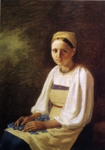 Wenezianow, Alexei Gawrilowitsch - Ein Bauernmädchen mit Kornblumen