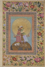 Abu al-Hasan (Nadir al-Zaman) - Jahangirs Traum. Jahangir (rechts) umarmt Schah Abbas