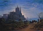 Schinkel, Karl Friedrich - Gotische Kirche auf einem Felsen am Meer