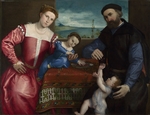 Lotto, Lorenzo - Porträt von Giovanni della Volta mit Frau und Kinder