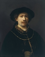 Rembrandt van Rhijn - Selbstporträt mit Barett und zwei Goldketten