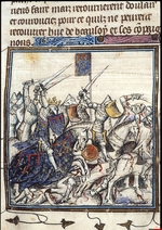 Unbekannter Künstler - Die Schlacht gegen die Sarazenen während des Dritten Kreuzzugs (Aus Chroniques de France ou de St Denis)
