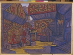 Roerich, Nicholas - Hof des Fürsten Wladimir Galitzki. Bühnenbildentwurf zur Oper Fürst Igor von A. Borodin