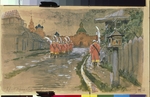Rjabuschkin, Andrei Petrowitsch - Eine Strelizenpatrouille am Elias-Tor (Iljinskije Worota) in Alt-Moskau