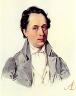 Bestuschew, Nikolai Alexandrowitsch - Porträt von Leopold Niemirowski (1810-1883)