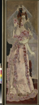 Wrubel, Michail Alexandrowitsch - Porträt von Nadeschda Iwanowna Sabela-Wrubel (1868-1913) vor dem Flügel