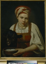 Wenezianow, Alexei Gawrilowitsch - Bauernmädchen mit Kalb