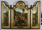 Gossaert, Jan - Die Heilige Familie mit Heiligen Katharina, Barbara und musizierenden Engeln (Triptychon)