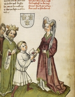 Lauber, Diebold, (Werkstatt) - Kaiser Sigismund vor Jeanne d'Arc (Aus: Kaiser Sigismunds Buch von Eberhard Windeck)