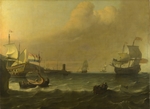 Bakhuizen, Ludolf - Holländisches Linienschiff in einem mediterranen Hafen