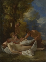 Poussin, Nicolas - Nymphe mit Satyren