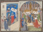 Unbekannter Künstler - Tod Amalrichs I. von Jerusalem. Krönung Balduins IV. (Miniatur aus der Historia Wilhelms von Tyrus)