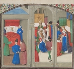 Unbekannter Künstler - Tod Balduins IV.; Krönung des Guido von Lusignan. Miniatur aus der Historia Wilhelms von Tyrus