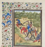 Unbekannter Künstler - Der Kampf im Wald zwischen Christen und Sarazenen. Miniatur aus der Historia Wilhelms von Tyrus