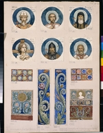 Wasnezow, Viktor Michailowitsch - Medaillons mit russischen Heiligenbildern (Entwurf für die Fresken in der Wladimirkathedrale in Kiew)