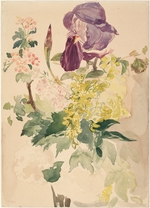 Manet, Édouard - Blumenstück mit Schwertlilie, Goldregen und Geranie