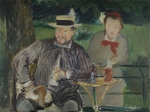 Manet, Édouard - Porträt von Ernest Hoschedé mit Tochter Marthe