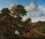 Velde, Adriaen, van de - Porträt eines Paares mit zwei Kindern und Kindermädchen in einer Landschaft