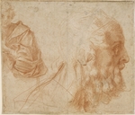 Andrea del Sarto - Studienblatt mit einem Jüngling und dem Kopf eines alten Mannes (Homer?)