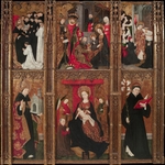 Lonhy, Antoine de - Thronende Madonna mit Kind, den Heiligen Augustinus und Nikolaus von Tolentino