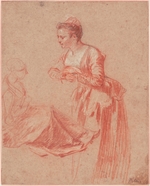 Watteau, Jean Antoine - Zwei Figurenstudien einer jungen Frau