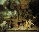 Watteau, Jean Antoine - Gesellige Unterhaltung im Freien