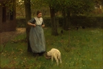 Mauve, Anton - Frau aus Laren mit Lamm