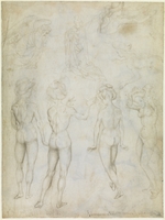 Pisanello, Antonio - Vier Studien einer Weiblicher Akt zur Verkündigung und zwei Aktstudien einer schwimmenden Frau