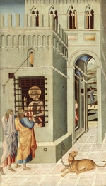 Giovanni di Paolo - Johannes der Täufer im Kerker, von zwei Jüngern besucht