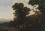 Lorrain, Claude - Landschaft mit Figuren einen Bach durchwatend