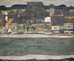 Schiele, Egon - Häuser am Fluss (Die alte Stadt)