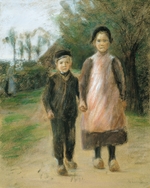 Liebermann, Max - Junge und Mädchen auf der Dorfstrasse