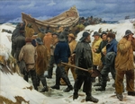 Ancher, Michael - Das Rettungsboot wird durch die Dünen gefahren