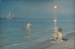 Krøyer, Peder Severin - Badende Knaben am Strand von Skagen. Sommerabend