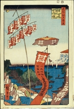 Hiroshige, Utagawa - Kanasugi-Brücke und Shibaura. (Einhundert Ansichten von Edo)
